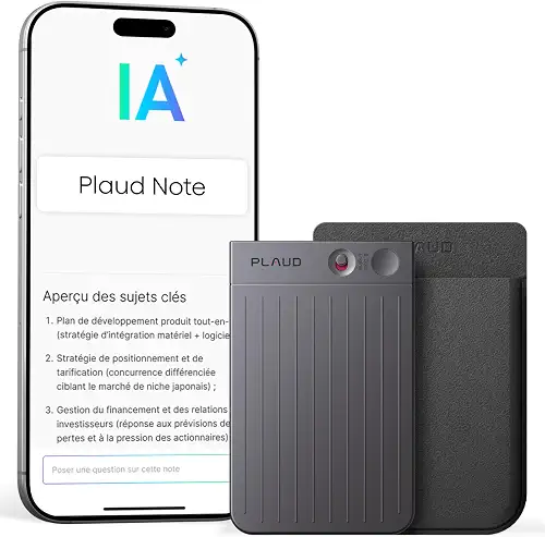 Plaud Note AI Voice Recorder Transcribe & Summarize, Black, Non-Pro Version