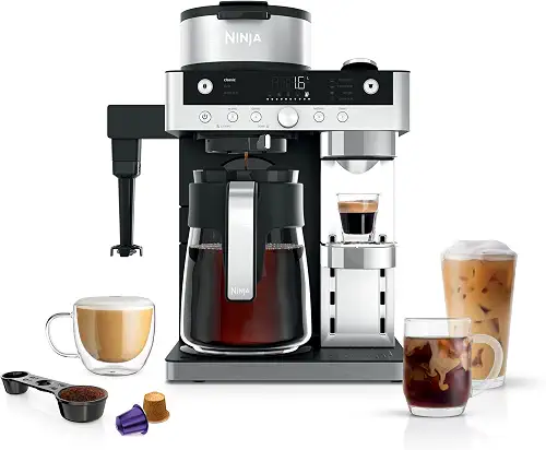 Ninja Coffee Maker, 10-Cup Carafe, Fold-Away Frother, Black, CM401