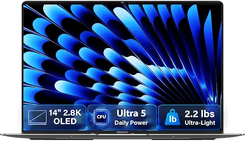GEEKOM GeekBook X14 Pro Laptop, 2.2 lb Ultra Thin 14" 2.8K OLED Notebook