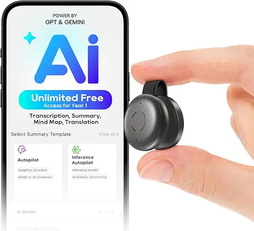 Wearable AI Note Taker Voice Recorder, Transcribe & Summarize
