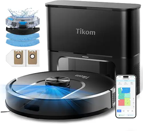 Tikom Robot Vacuum and Mop, Robotic Vacuum Cleaner with Self-Emptying Base (L8000