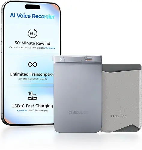 SOULOG AI Voice Recorder with Unlimited Auto Transcription