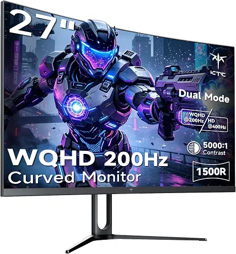 KTC 27 Inch 1440p 200Hz Curved Gaming Monitor Dual Mode 1500R H27S5