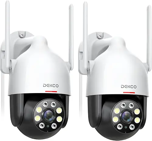 DEKCO 2K Outdoor Security Cameras, Wired WiFi, 4 Pack