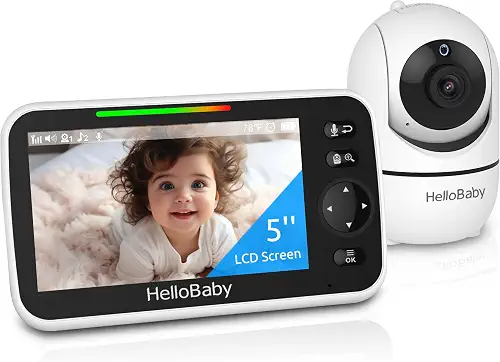 HelloBaby No WiFi Baby Monitor Camera and Audio HB6550, 5" Video Screen 10M+