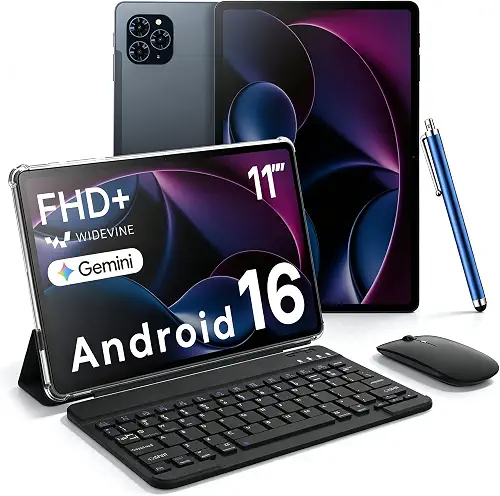 11 Inch Android 16 Tablet with Keyboard, 24GB RAM, 256GB, 2K Display T615