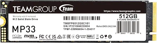 TEAMGROUP MP33 512GB SLC Cache 3DNAND TLC NVMe PCIe Gen3x4 M.2 2280 Internal SSD R/W up to TM8FP6512G0C101