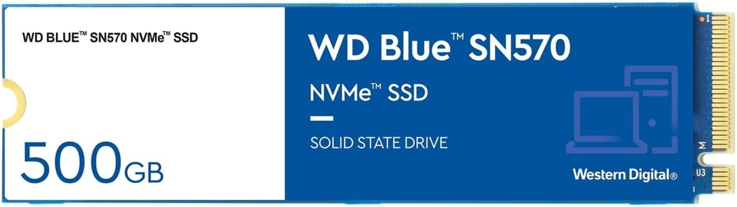 Western Digital 500GB WD Blue SN570 NVMe Internal Solid State Drive SSD - Gen3 x4 PCIe 8Gb/s WDS500G3B0C