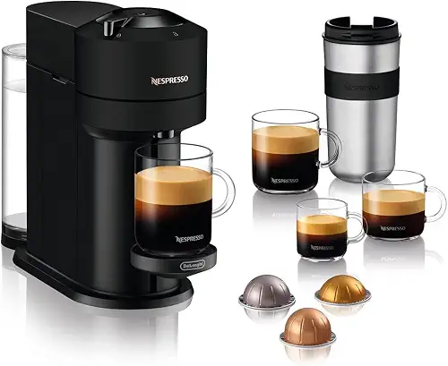 Nespresso Vertuo Plus Deluxe Coffee Machine with Milk Frother, Matte Black